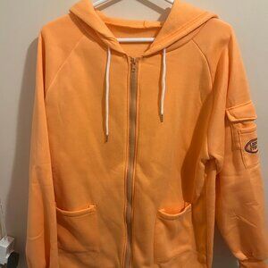 Orange Baggy Outerwear Hoodie